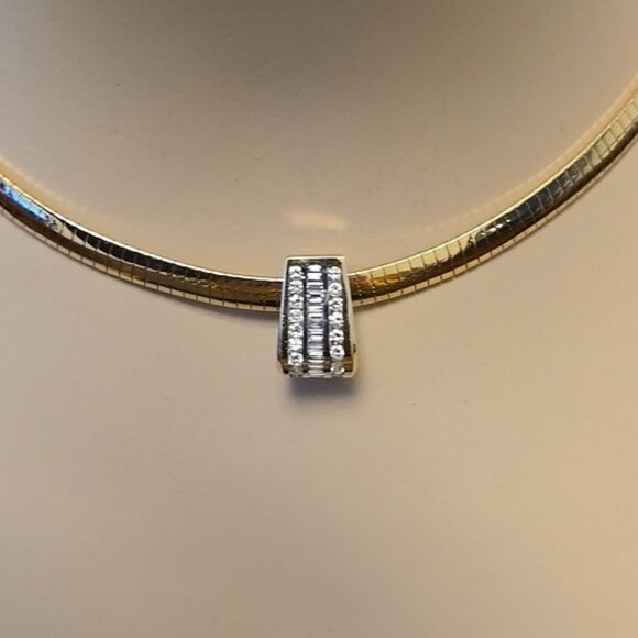 Vintage Jewelry - LADY'S VINTAGE 18K YELLOW GOLD NATURAL DIAMOND SLIDE ENHANCER PENDANT
